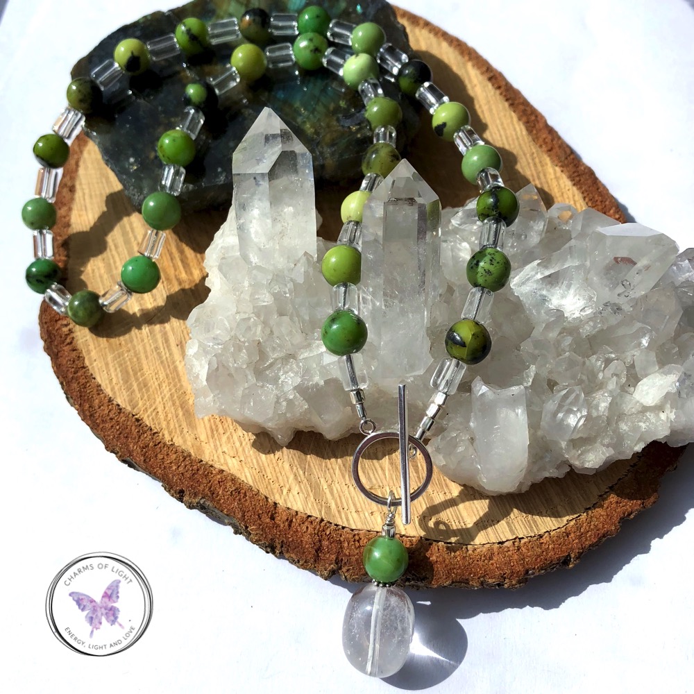 Chrysoprase & Clear Quartz Necklace